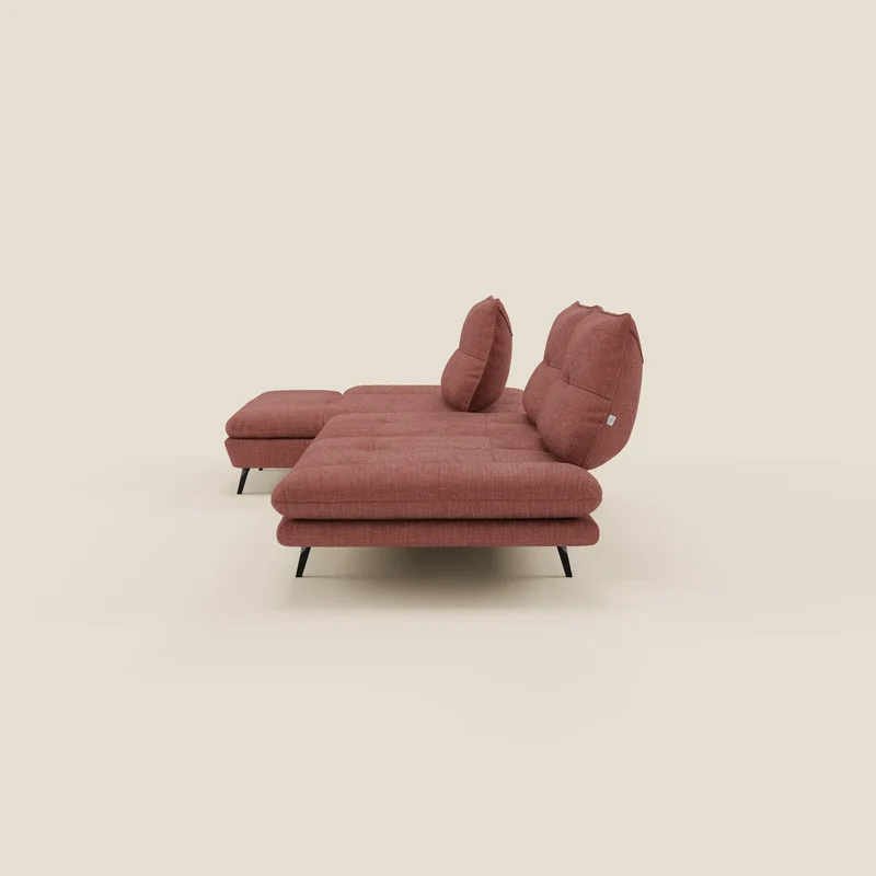 Ardex Canapé avec méridienne - dossiers coulissants et accoudoirs réglables en élégant tissu imperméable T06 corail