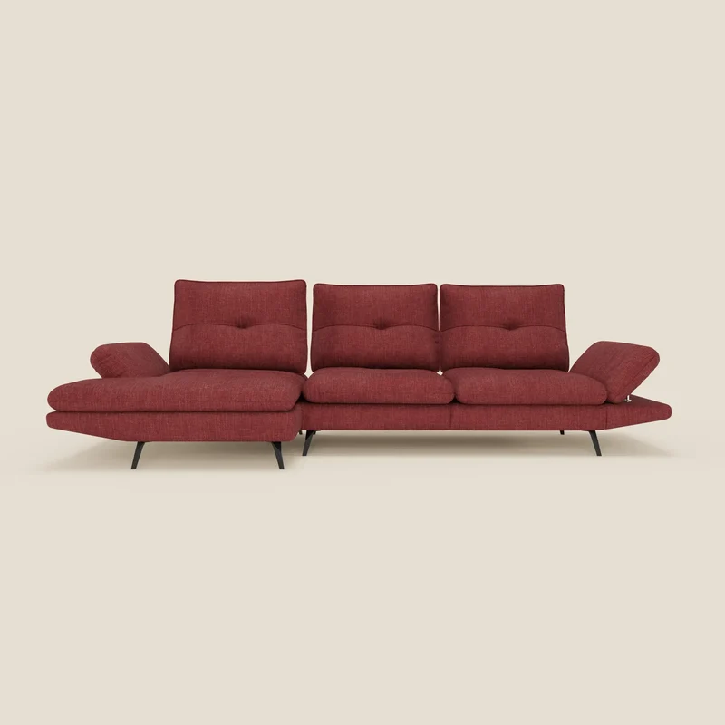 Ardex Canapé avec méridienne - dossiers coulissants et accoudoirs réglables en élégant tissu imperméable T06