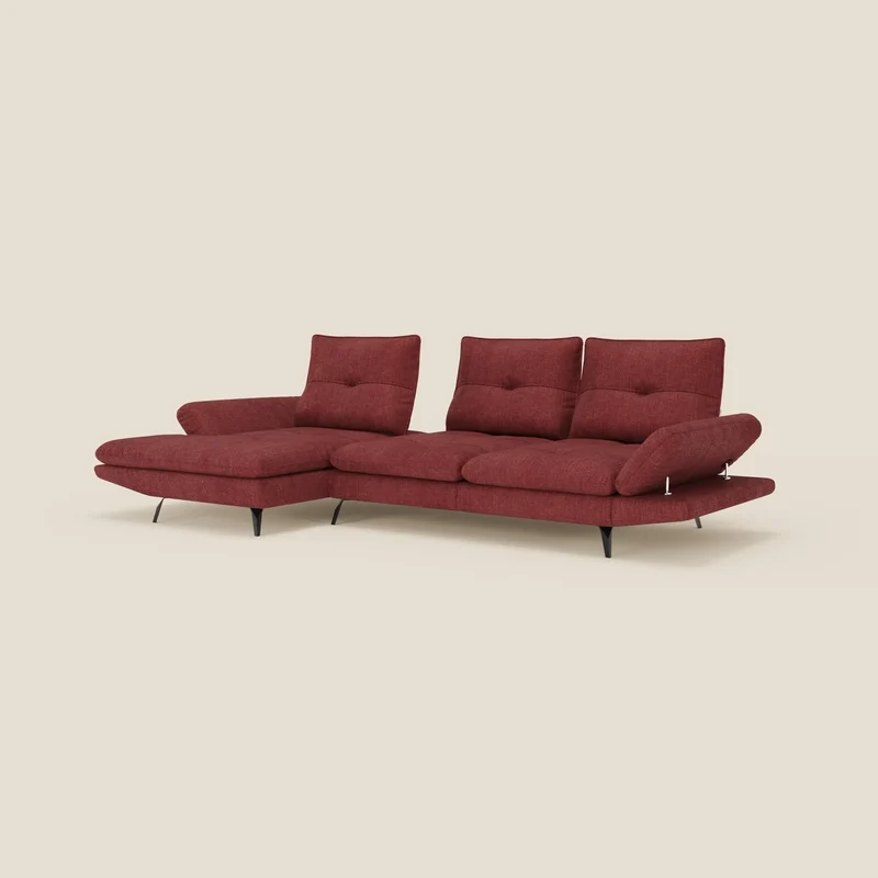 Ardex Canapé avec méridienne - dossiers coulissants et accoudoirs réglables en élégant tissu imperméable T06