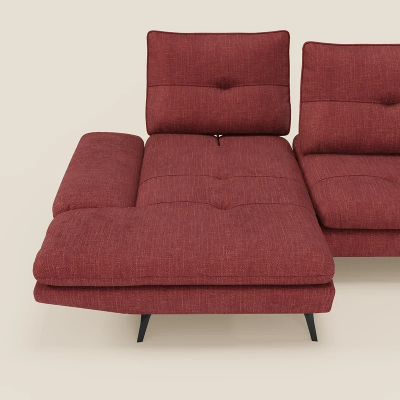 Ardex Canapé avec méridienne - dossiers coulissants et accoudoirs réglables en élégant tissu imperméable T06