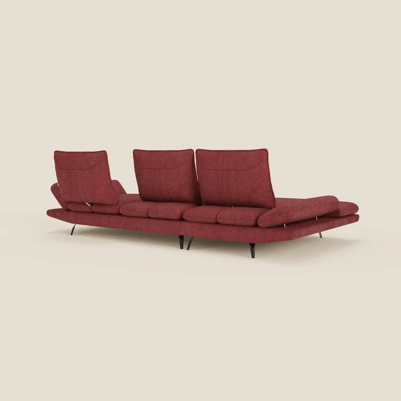 Ardex Canapé avec méridienne - dossiers coulissants et accoudoirs réglables en élégant tissu imperméable T06
