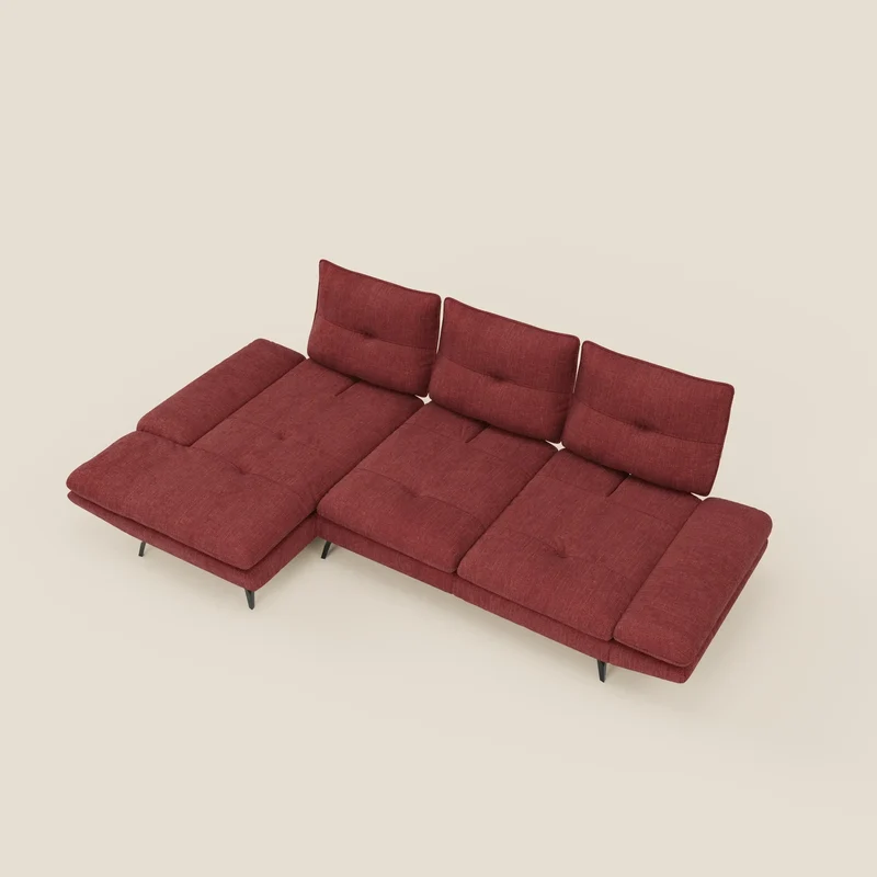 Ardex Canapé avec méridienne - dossiers coulissants et accoudoirs réglables en élégant tissu imperméable T06