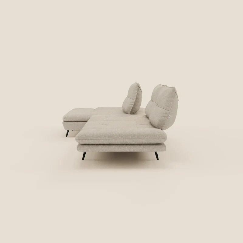 Ardex Canapé avec méridienne - dossiers coulissants et accoudoirs réglables en élégant tissu imperméable T06 crème