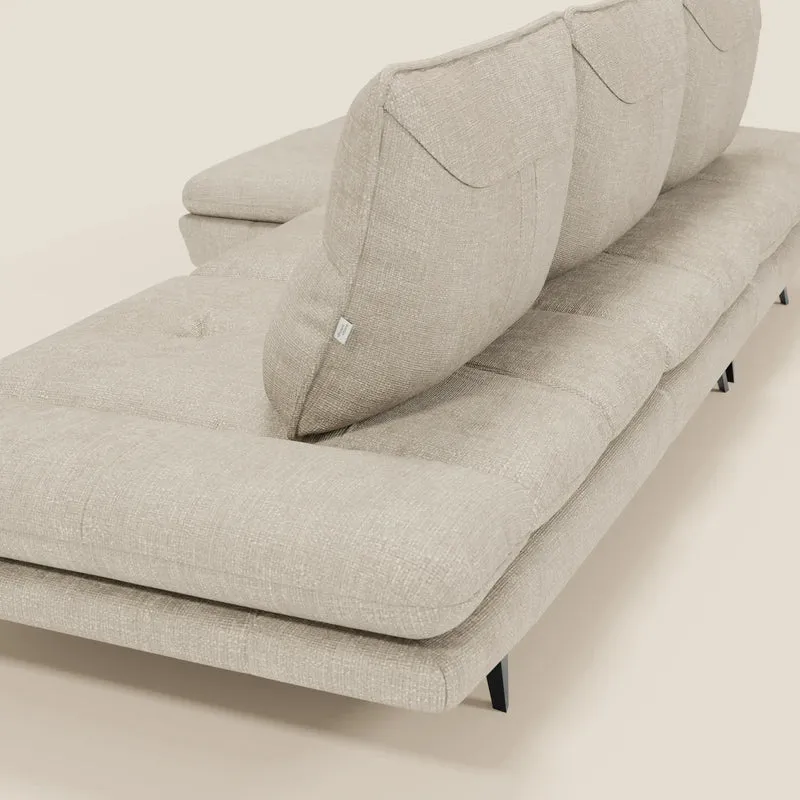 Ardex Canapé avec méridienne - dossiers coulissants et accoudoirs réglables en élégant tissu imperméable T06 crème