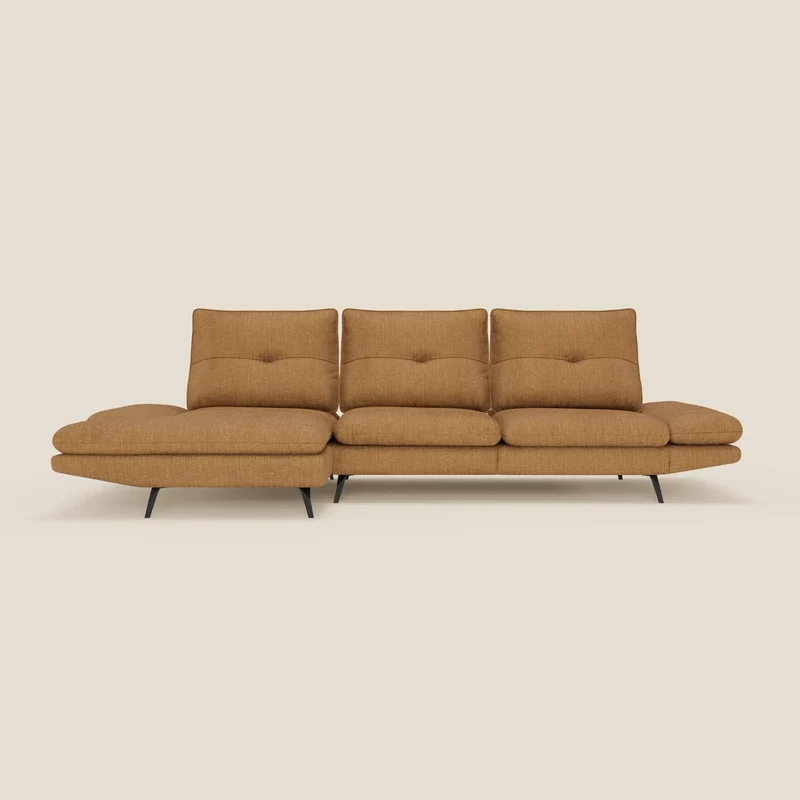 Ardex Canapé avec méridienne - dossiers coulissants et accoudoirs réglables en élégant tissu imperméable T06 ocre
