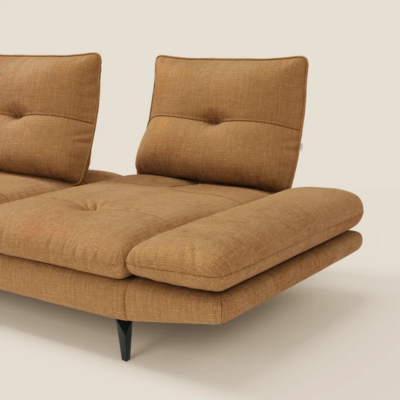 Ardex Canapé avec méridienne - dossiers coulissants et accoudoirs réglables en élégant tissu imperméable T06 ocre