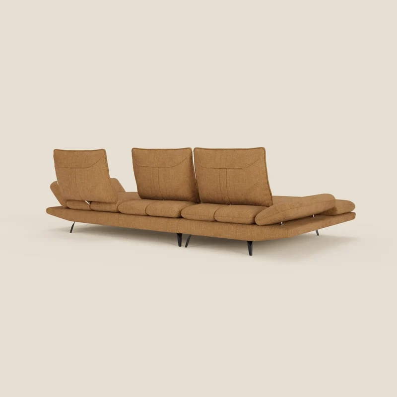 Ardex Canapé avec méridienne - dossiers coulissants et accoudoirs réglables en élégant tissu imperméable T06 ocre