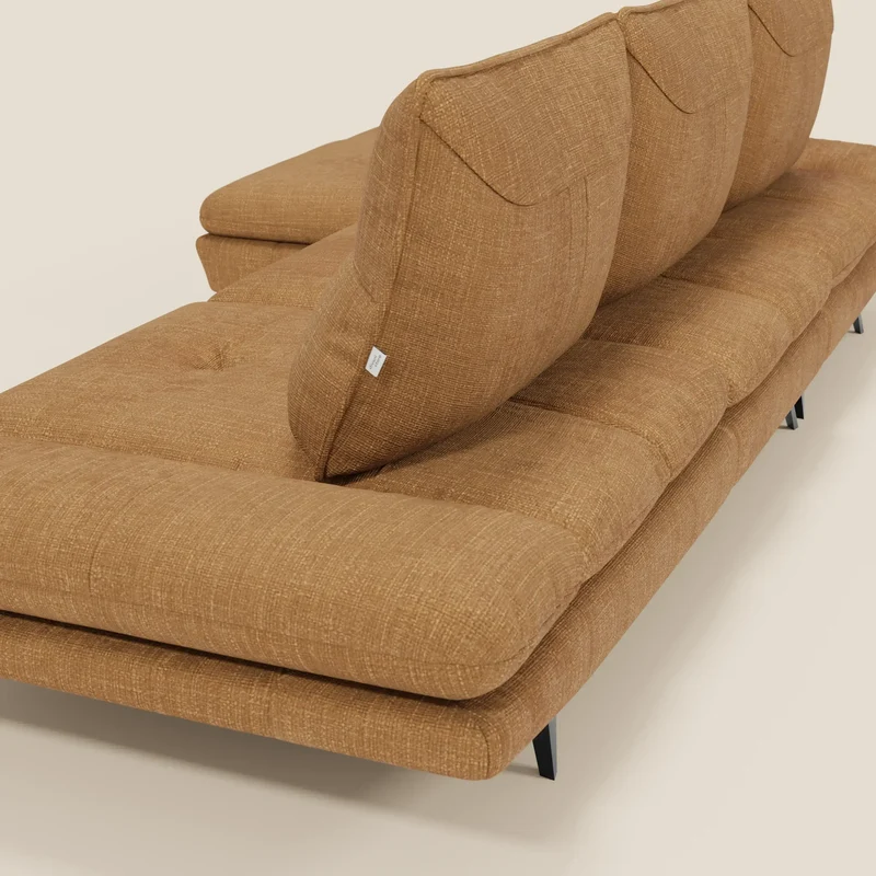 Ardex Canapé avec méridienne - dossiers coulissants et accoudoirs réglables en élégant tissu imperméable T06 ocre