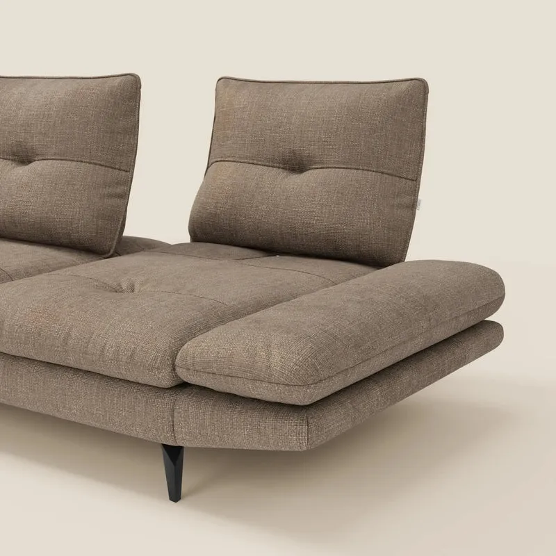 Ardex Canapé avec méridienne - dossiers coulissants et accoudoirs réglables en élégant tissu imperméable T06 marron