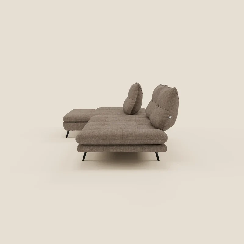 Ardex Canapé avec méridienne - dossiers coulissants et accoudoirs réglables en élégant tissu imperméable T06 marron
