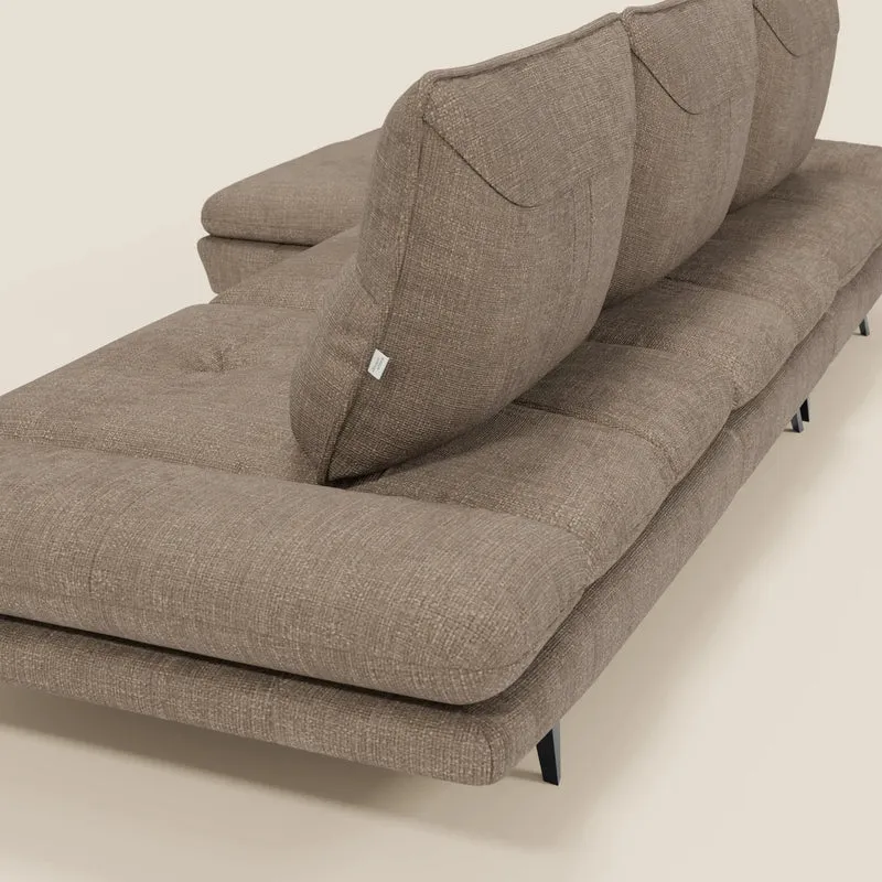 Ardex Canapé avec méridienne - dossiers coulissants et accoudoirs réglables en élégant tissu imperméable T06 marron