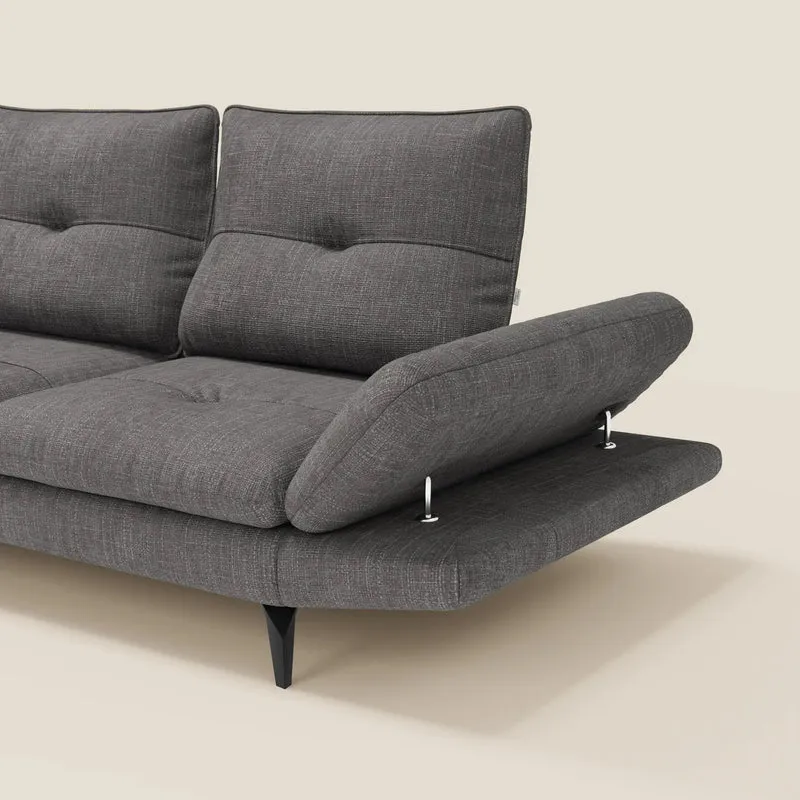 Ardex Canapé d'angle - dossiers coulissants et accoudoirs réglables en élégant tissu imperméable T06 anthracite