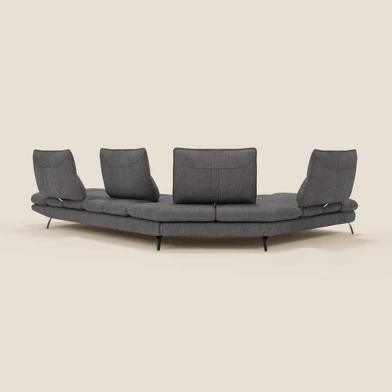 Ardex Canapé d'angle - dossiers coulissants et accoudoirs réglables en élégant tissu imperméable T06 anthracite