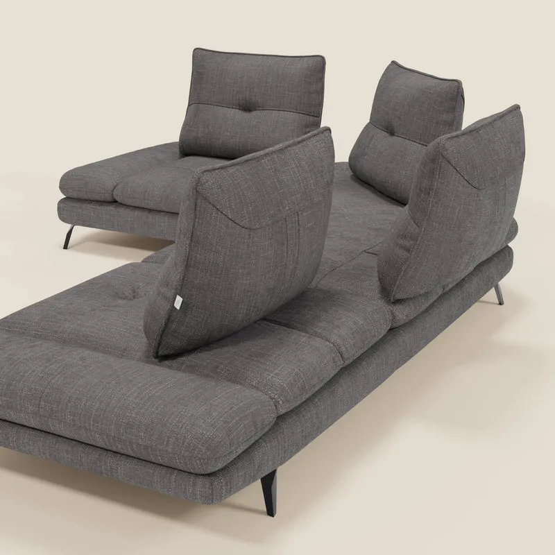 Ardex Canapé d'angle - dossiers coulissants et accoudoirs réglables en élégant tissu imperméable T06 anthracite