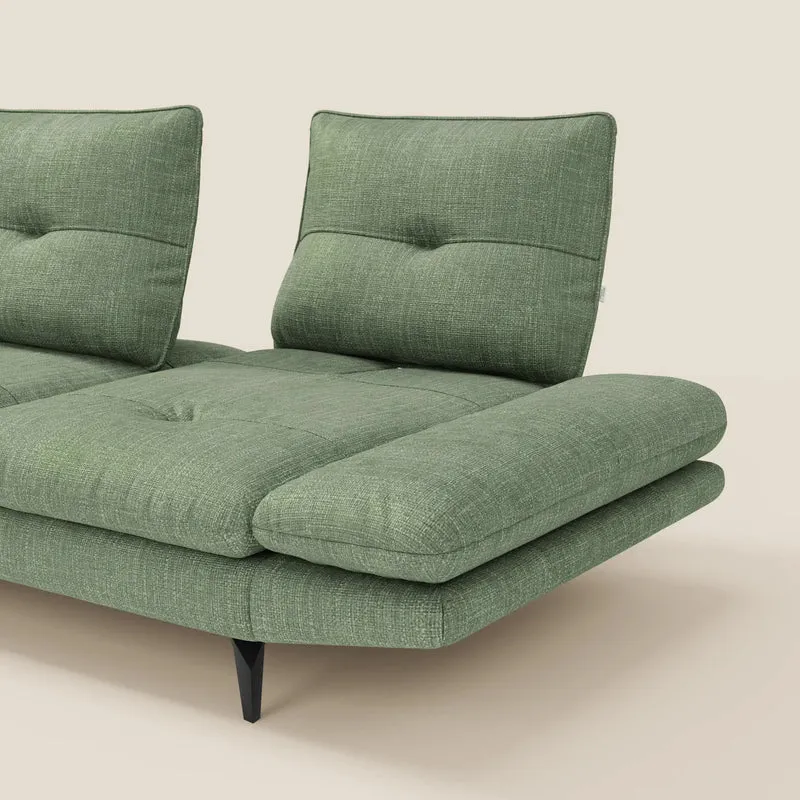 Ardex Canapé avec méridienne - dossiers coulissants et accoudoirs réglables en élégant tissu imperméable T06 vert