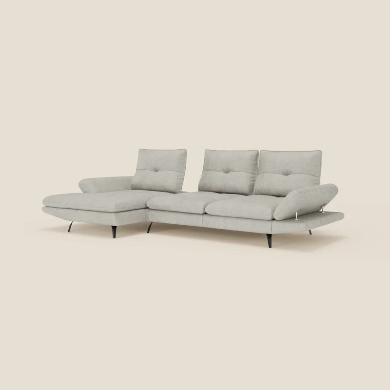 Ardex Canapé avec méridienne - dossiers coulissants et accoudoirs réglables en élégant tissu imperméable T06
