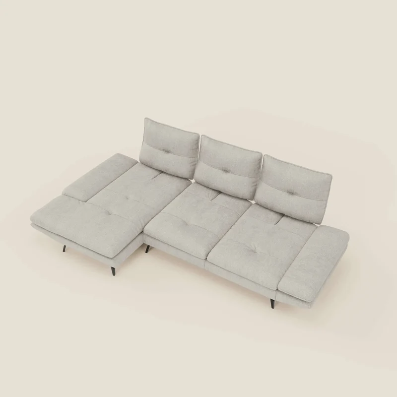 Ardex Canapé avec méridienne - dossiers coulissants et accoudoirs réglables en élégant tissu imperméable T06