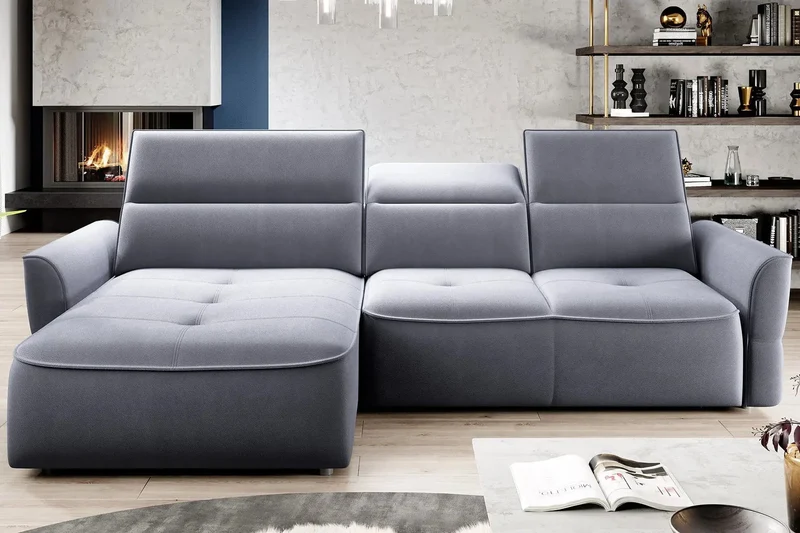 Canapé d'angle Convertible Électrique avec Coffre de Rangement RAPHAËL S - 260 x 175 cm