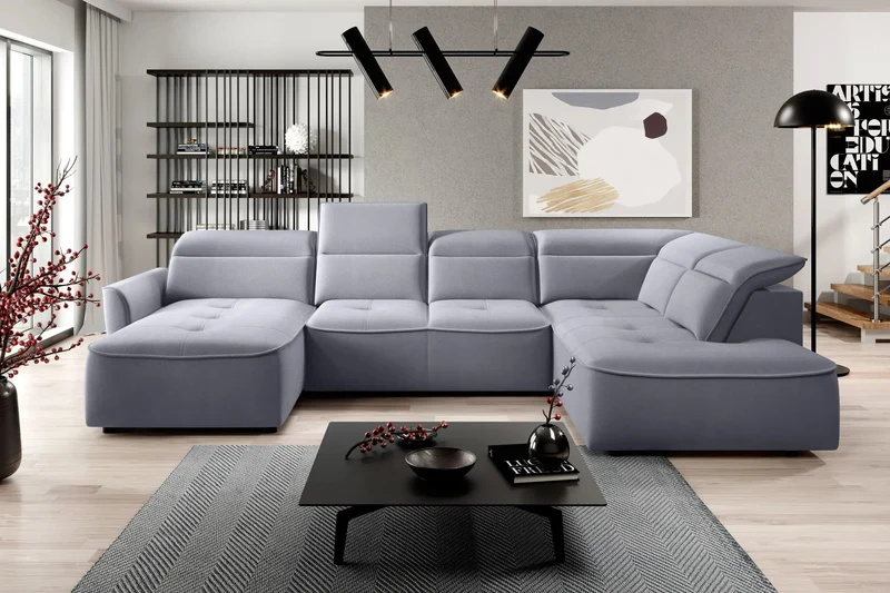 Canapé panoramique Convertible Électrique avec Coffre de Rangement RAPHAËL XL - 350 x 218 x 175 cm