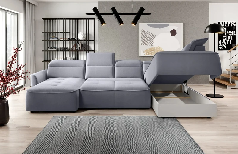 Canapé panoramique Convertible Électrique avec Coffre de Rangement RAPHAËL XL - 350 x 218 x 175 cm