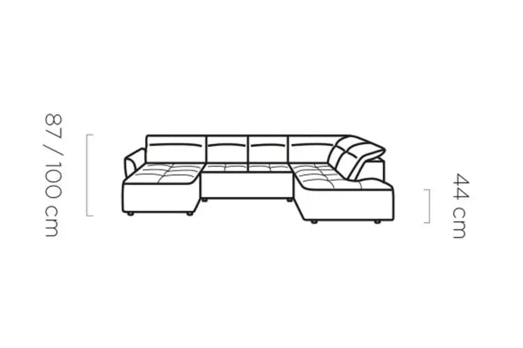 Canapé panoramique Convertible Électrique avec Coffre de Rangement RAPHAËL XL - 350 x 218 x 175 cm