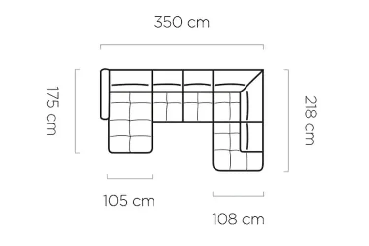 Canapé panoramique Convertible Électrique avec Coffre de Rangement RAPHAËL XL - 350 x 218 x 175 cm
