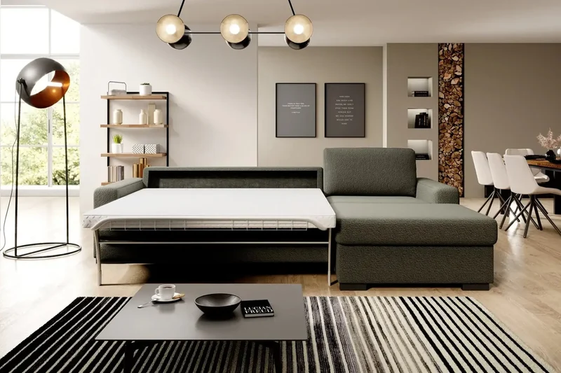 Canapé d'angle Convertible avec Matelas Intégré et Coffre de Rangement L'ORCHIDÉE - 263 x 173 cm
