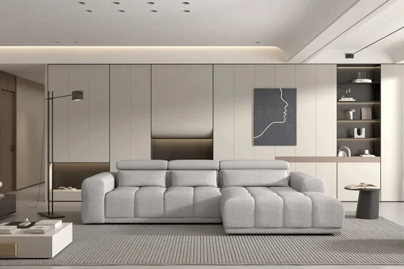Canapé d'angle Convertible Électrique avec Coffre de Rangement PANAMA S - 290 x 188 cm
