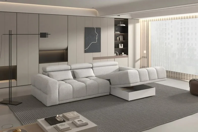 Canapé d'angle Convertible Électrique avec Coffre de Rangement PANAMA S - 290 x 188 cm