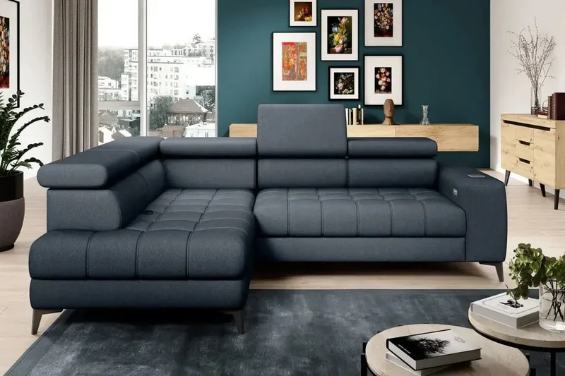 Canapé d'angle Convertible Électrique avec Coffre de Rangement MODENA - 280 x 196 cm