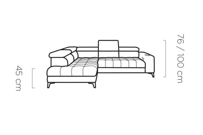 Canapé d'angle Convertible Électrique avec Coffre de Rangement MODENA - 280 x 196 cm
