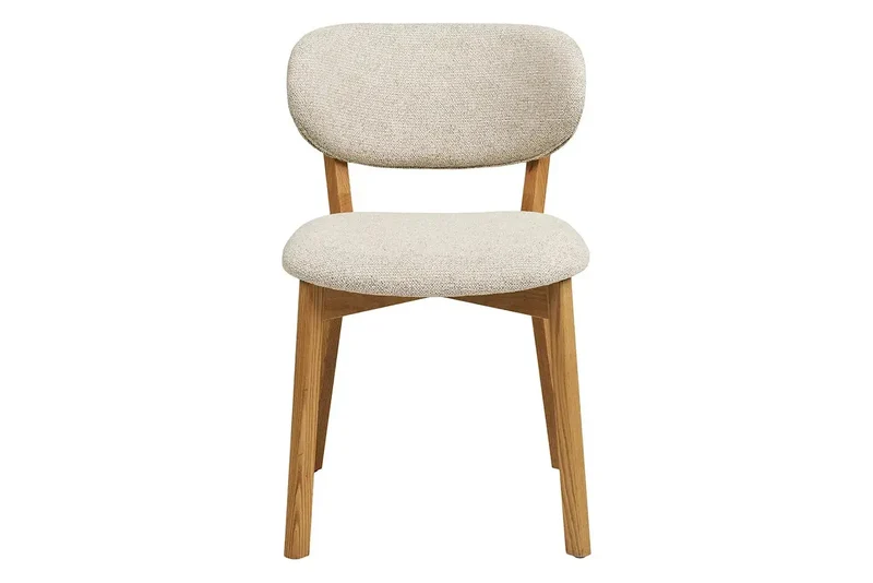 Chaise de salle à manger DUNKIRK Effet Bois Chêne Clair et Tissu Écru - 52 x 59 cm