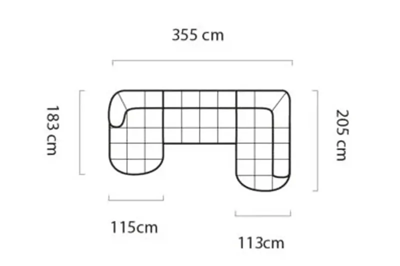 Canapé Panoramique Convertible Électrique SAVONA XL - 355 x 205 x 183 cm
