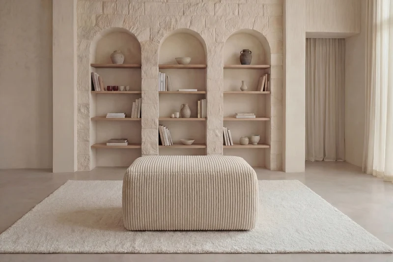 OLYMPE POUF - Petit velours côtelé