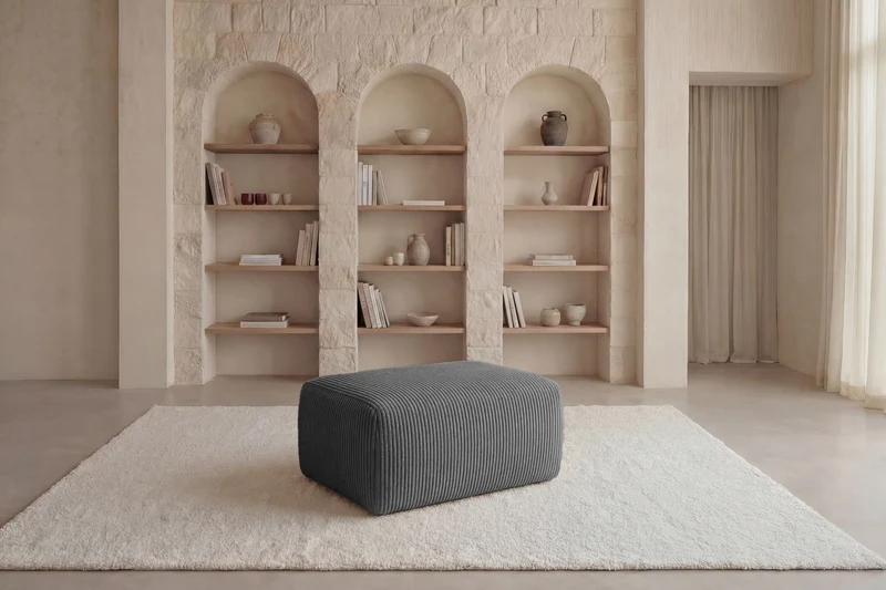 OLYMPE POUF - Petit velours côtelé