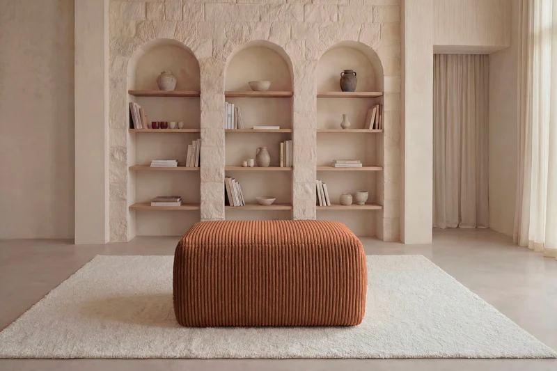 OLYMPE POUF - Petit velours côtelé