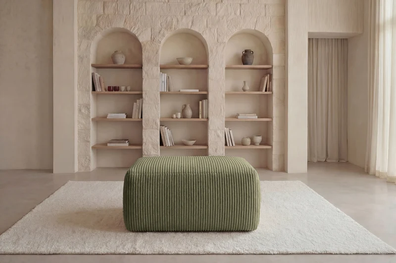 OLYMPE POUF - Petit velours côtelé