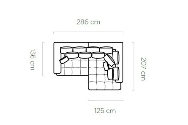 Canapé d'angle Convertible Électrique LIVORNO S - 286 x 207 cm