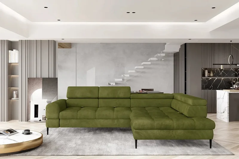 Canapé d'angle Convertible avec coffre de rangement BERGAMO L - 285 x 218 cm