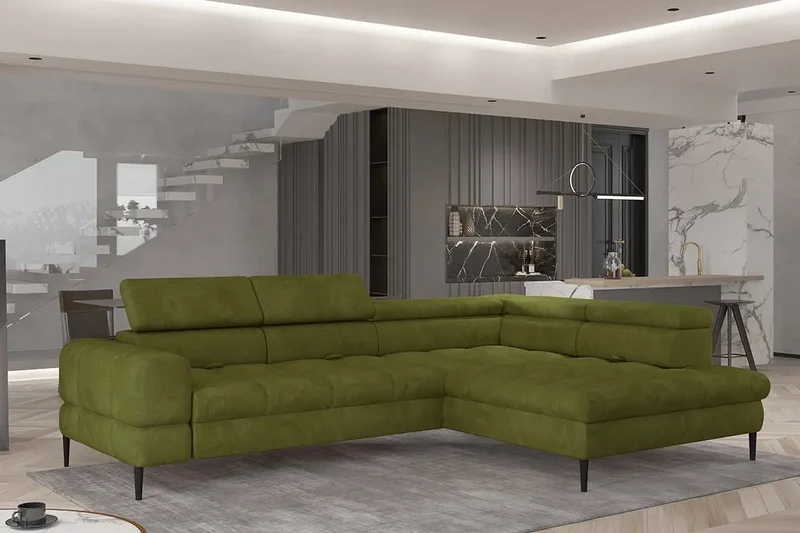 Canapé d'angle Convertible avec coffre de rangement BERGAMO L - 285 x 218 cm