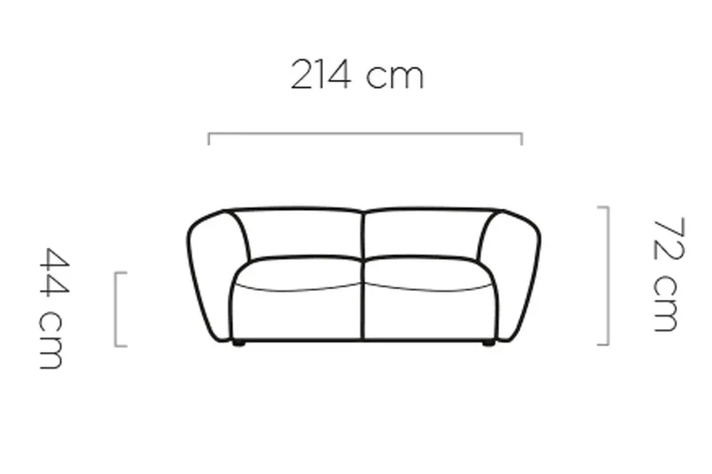 Canapé droit BELLINI 2 personnes - 214 x 105 cm