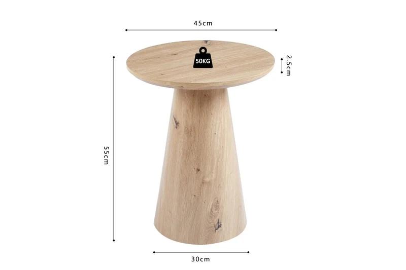 Table Basse Ronde Effet Chêne Vieilli LUKA - 45 cm