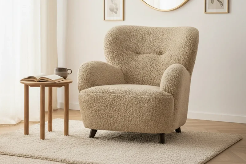 Fauteuil avec accoudoirs en Tissu Marron LUNARO - 86 x 84 cm