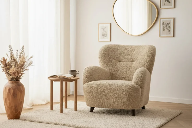 Fauteuil avec accoudoirs en Tissu Marron LUNARO - 86 x 84 cm