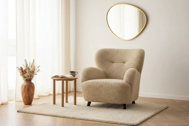 Fauteuil avec accoudoirs en Tissu Marron LUNARO - 86 x 84 cm