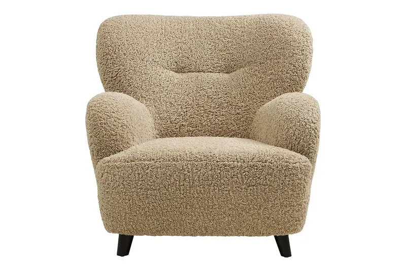 Fauteuil avec accoudoirs en Tissu Marron LUNARO - 86 x 84 cm