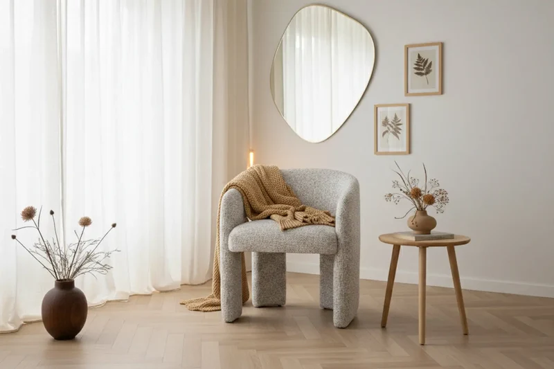 Fauteuil avec accoudoirs en Tissu Chiné MONROE - 58 x 55 cm