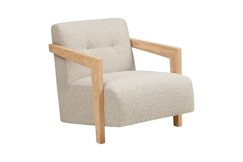 Fauteuil avec accoudoirs en Chêne et Tissu Beige CARACAS - 88 x 72 cm