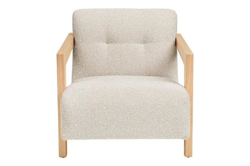 Fauteuil avec accoudoirs en Chêne et Tissu Beige CARACAS - 88 x 72 cm