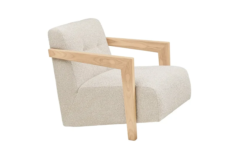 Fauteuil avec accoudoirs en Chêne et Tissu Beige CARACAS - 88 x 72 cm